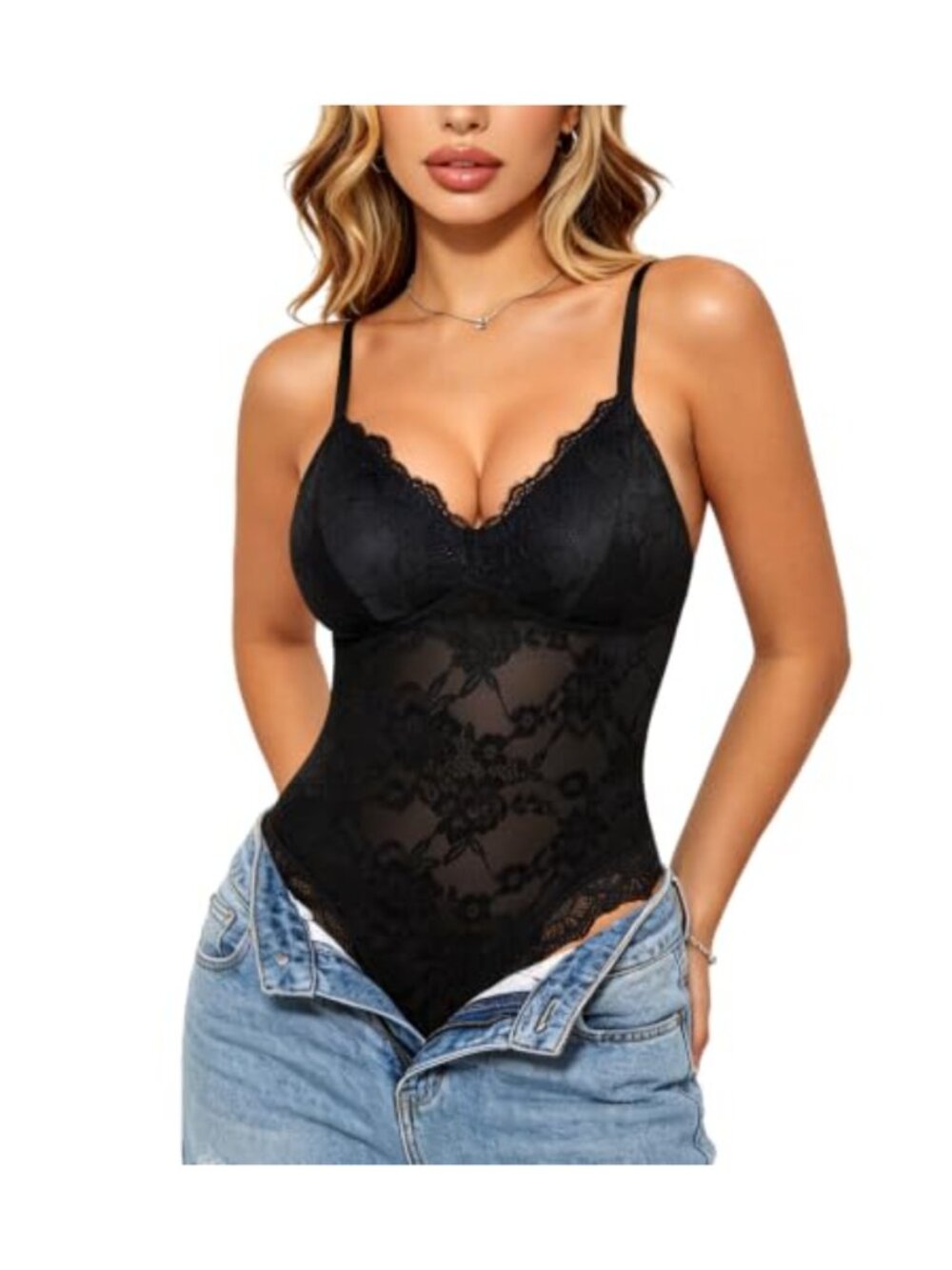 Lace Shapewear Bodysuit Tummy Control Thong Body Shaper